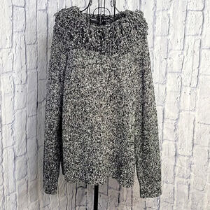 NORTON MCNAUGHTON Gray Tasseled Frayed Neckline Sweater‎ XL